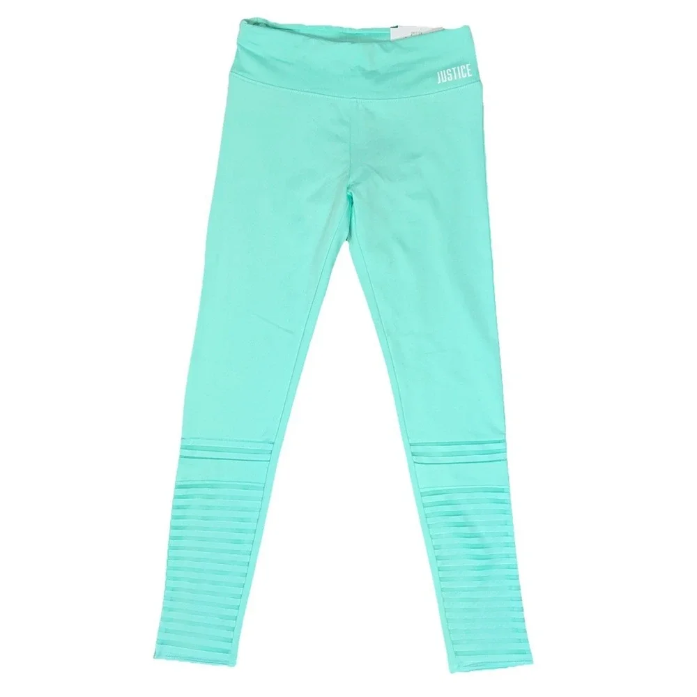 Justice Girls High Waist Neon Green Colorful Sports Casual Leggings Size 10‎ NWT